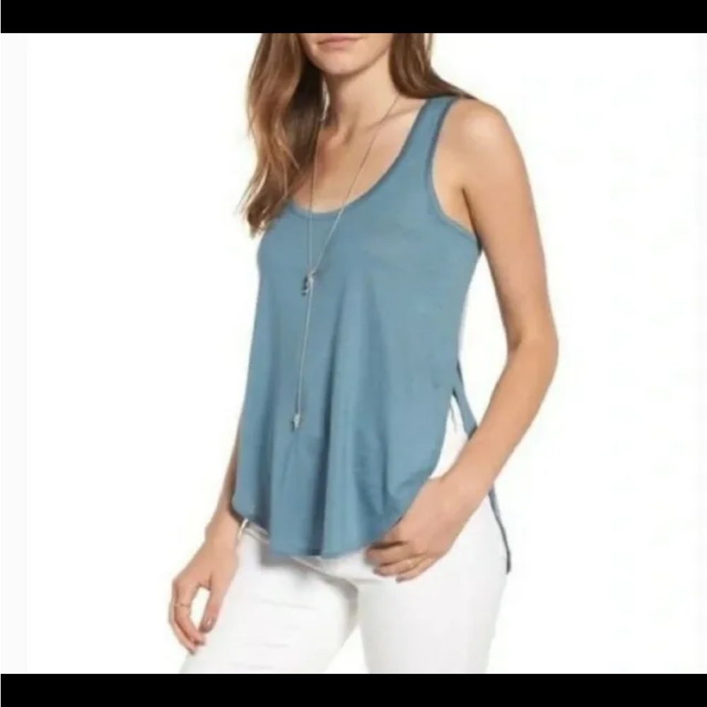 Madewell Teal Strum Side Slit Classic Tank Top Size XS EUC